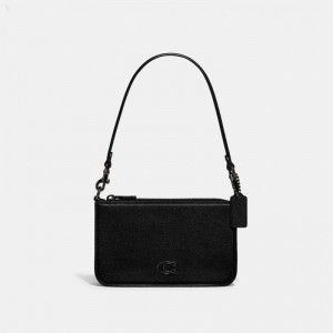 Coach Pouch Bag With Signature Canvas Detail - Women's Bags - Black | VSCN9219