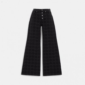 Coach Signature Jacquard Denim Jeans - Women's Jeans - Black | XXNV9108