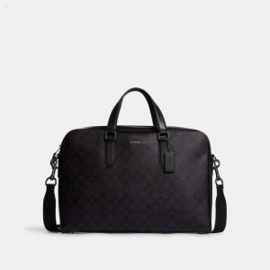 Coach Graham Structured Brief In Signature Canvas - Men's Carryalls - Black / Black / Oxblood | SLYG5633