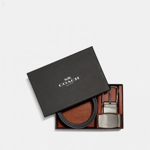 Coach Boxed Plaque And Harness Buckle Cut To Size Reversible Belt,38 Mm - Men's Belts - Black / Charcoal | ZMSN2485