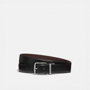 Coach Harness Buckle Cut To Size Reversible Belt,32 Mm - Men's Belts - Black / Chestnut | WRSW0118
