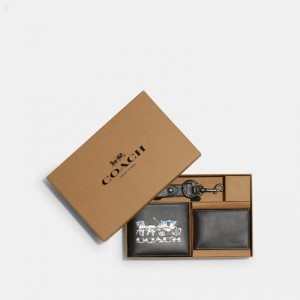 Coach Boxed 3 In 1 Wallet Gift Set With Horse And Carriage - Men's Accessories - Black / Gunmetal | SAJR7385