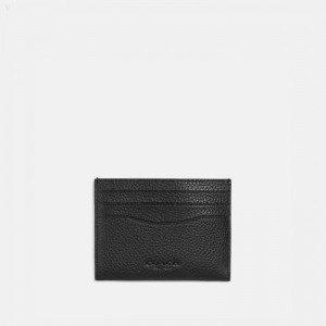 Coach Card Case With Signature Canvas Interior - Men's Wallets - Black / Khaki | UTBA1328
