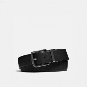 Coach Harness Buckle Cut To Size Reversible Belt,38 Mm - Men's Belts - Black / Mahogany | CYZV9679