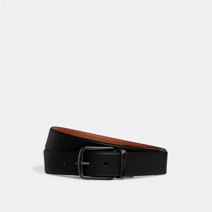 Coach Harness Buckle Cut To Size Reversible Belt,38 Mm - Men's Belts - Black / Saddle | MDBV3750