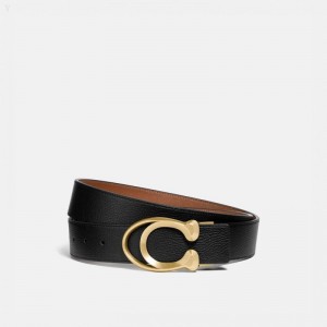 Coach Signature Buckle Belt,38 Mm - Men's Belts - Black / Saddle | DEJH6408