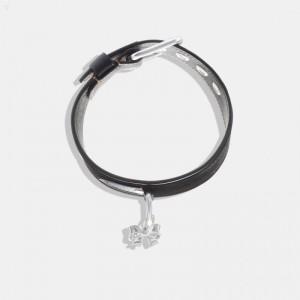 Coach Bow Charm Velvet Choker Necklace - Women's Jewelry - Black / Silver | DAEO5412