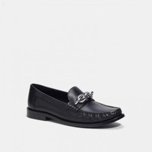 Coach Jess Loafer - Women's Flat Shoes - Black / Silver | KUUU7259