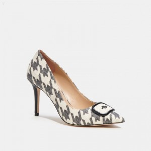 Coach Winona Pump With Houndstooth Print - Women's Heels - Black / | PAJE8194