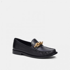 Coach Jess Loafer - Women's Flat Shoes - Black & Gold | APBJ3859