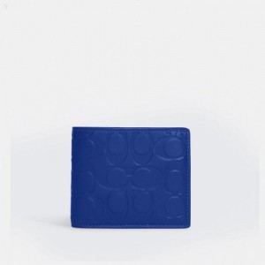 Coach 3 In 1 Wallet In Signature Leather - Men's Wallets - Blue | PBOH9440
