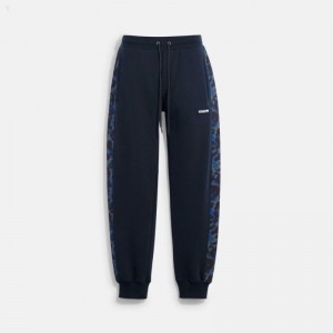 Coach Camo Printed Joggers - Men's Jogger - Blue | TFEZ8348