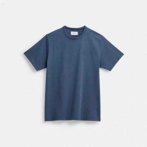 Coach Essential T Shirt - Men's T Shirts - Blue | EMZV6387