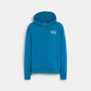 Coach Gradient Signature Hoodie - Men's Hoodie - Blue Sapphire | GZGB1706