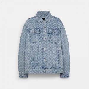 Coach Signature Denim Jacket - Women's Jackets - Blue | ZSZV6831