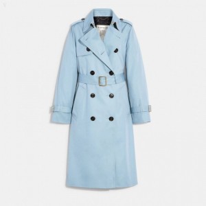 Coach Trench - Women's Coats - Blue | KPDB2104