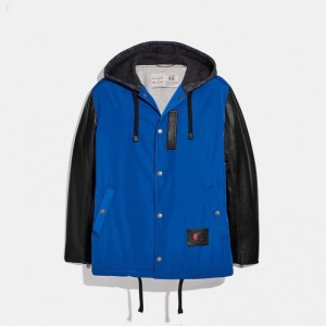 Coach Coach X Champion Coaches Jacket - Men's Jackets - Blue / Black | CCJG3970