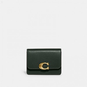 Coach Bandit Card Case - Women's Wallets - Brass / Amazon Green | KZKZ8811