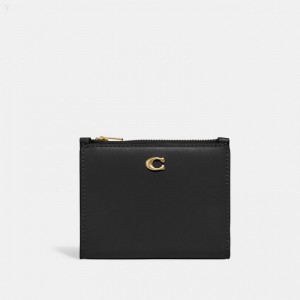 Coach Bifold Snap Wallet - Women's Wallets - Brass / Black | NYKX1588