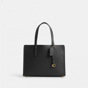 Coach Carter Carryall 28 - Women's Handbag - Brass / Black | HUMO0101