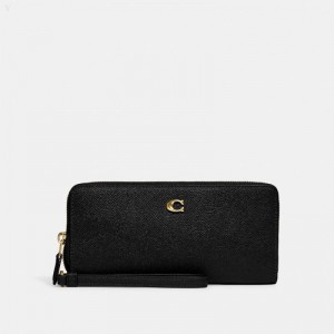 Coach Continental Wallet - Women's Wallets - Brass / Black | HVLT4819