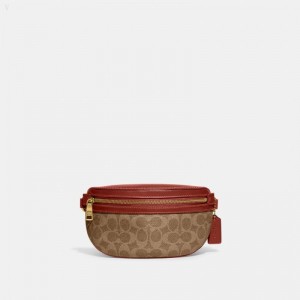 Coach Bethany Belt Bag In Signature Canvas - Men's Handbag - Brass / Brown / Rust | TGTT6431