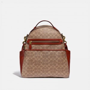 Coach Baby Backpack In Signature Canvas - Women's Handbag - Brass / Brown / Rust | PWVK4381