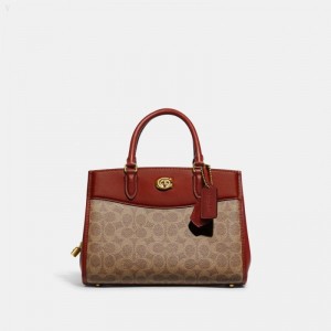 Coach Brooke Carryall 28 In Signature Canvas - Women's Handbag - Brass / Brown / Rust | BAWO3151
