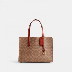 Coach Carter Carryall 28 In Signature Canvas - Women's Handbag - Brass / Brown / Rust | LGPG9808