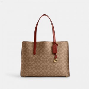 Coach Carter Carryall In Signature Canvas - Women's Handbag - Brass / Brown / Rust | ZKTE1502