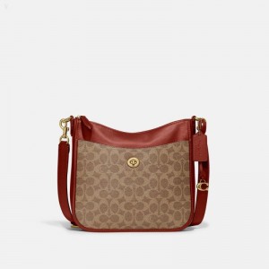 Coach Chaise Crossbody In Signature Canvas - Women's Handbag - Brass / Brown / Rust | ZWDS4093