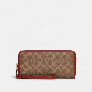 Coach Continental Wallet In Signature Canvas - Women's Wallets - Brass / Brown / Rust | HCHN4476