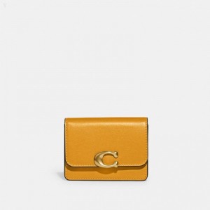 Coach Bandit Card Case - Women's Wallets - Brass / Buttercup | CNYW4906