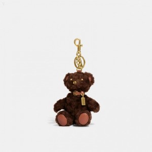 Coach Bear Bag Charm In Signature Shearling - Women's Accessories - Brass / Chocolate Brown | ETOJ3112