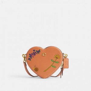 Coach Coach X Observed By Us Heart Crossbody - Women's Handbag - Brass / Faded Orange Multicolor | ISHK6593
