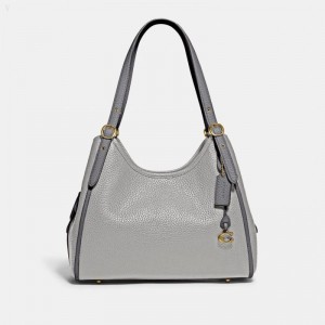 Coach Lori Shoulder Bag In Colorblock - Women's Shoulder Bags - Brass / Grey | WRKQ3246
