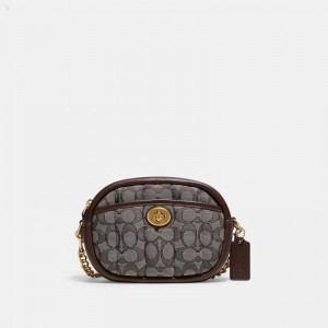 Coach Small Camera Bag In Signature Jacquard With Quilting - Women's Crossbody Bags - Brass / Oak Maple | NMJJ3951