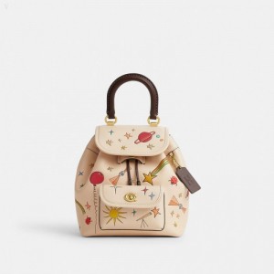 Coach Coach X Observed By Us Riya Backpack 21 In Colorblock - Women's Handbag - Brass / White Multicolor | NOQX9818