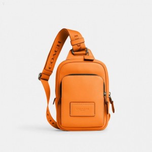 Coach Track Pack 14 - Men's Crossbody Bags - Bright Mandarin | HIYK5542