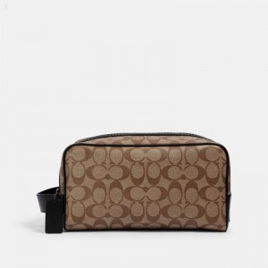Coach Large Travel Kit In Signature Canvas - Women's Accessories - Brown Black | RQMJ2845
