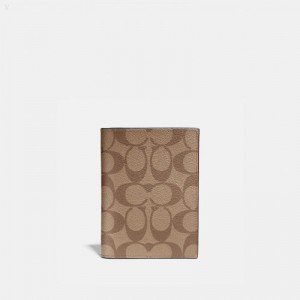 Coach Passport Case In Signature Canvas - Men's Accessories - Brown | YCVS8141