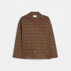 Coach Pajama Top - Men's Tops - Brown Red | YMTW6601