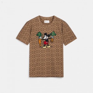Coach Disney X Coach Signature T Shirt - Women's T Shirts - Brown | CNRH1069