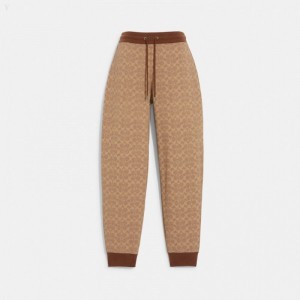Coach Signature Joggers - Women's Jogger - Brown | IBAU0548