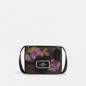 Coach Morgan Square Crossbody In Signature Canvas With Rose Print - Women's Crossbody Bags - Brown / Iris Multicolor | LJQB8659