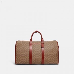 Coach Gotham Duffle In Signature Canvas - Men's Duffle Bags - Brown / Rust | EPVZ5199