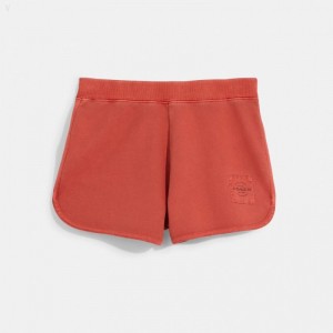Coach Garment Dye Retro Sweatshorts - Women's Shorts - Burnt Sienna. | MKEB6502
