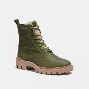 Coach Citysole Lace Up Boot With Shearling And Recycled Polyester - Men's Boots - Cactus | ODGA4356