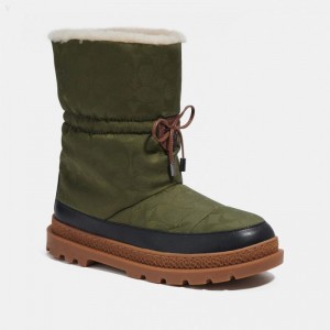 Coach Ski Boot In Recycled Polyester - Men's Boots - Cactus | ISTD3016