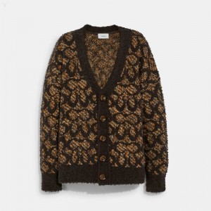 Coach Signature Cardigan - Women's Coats - Camel / Brown | QNZX4867